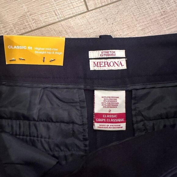 MERONA WOMENS SIZE 2 CLASSIC FIT PANTS HIGHER MID RISE FEDERAL BLUE NEW - Picture 9 of 10